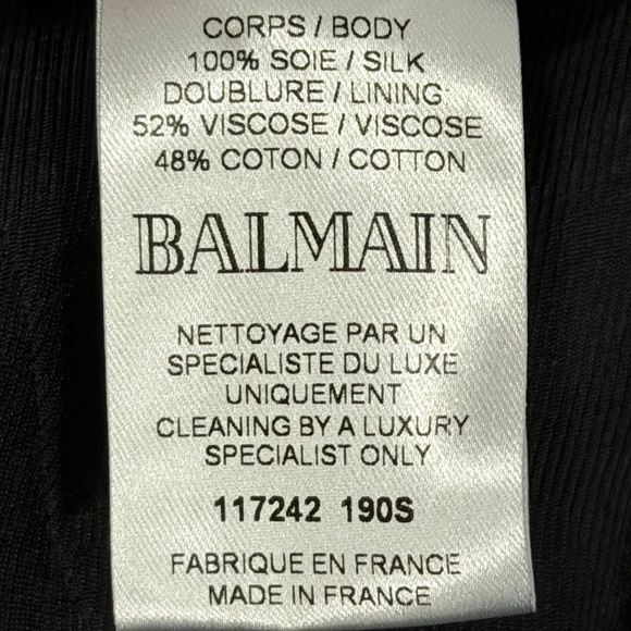Balmain Double-Breasted Silk-Satin Blazer — Black, Gold Buttons, FR 36 (US 4) - Picture 11 of 11